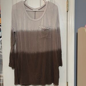Women's Ombre Brown Long Sleeve Top